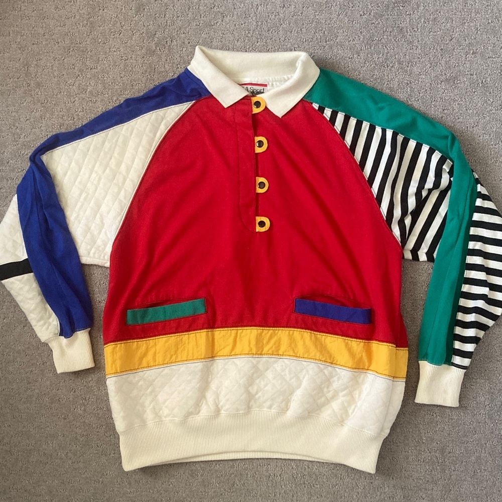 Vintage '80s C.A. SPORT color-block sweatshirt, Medium.